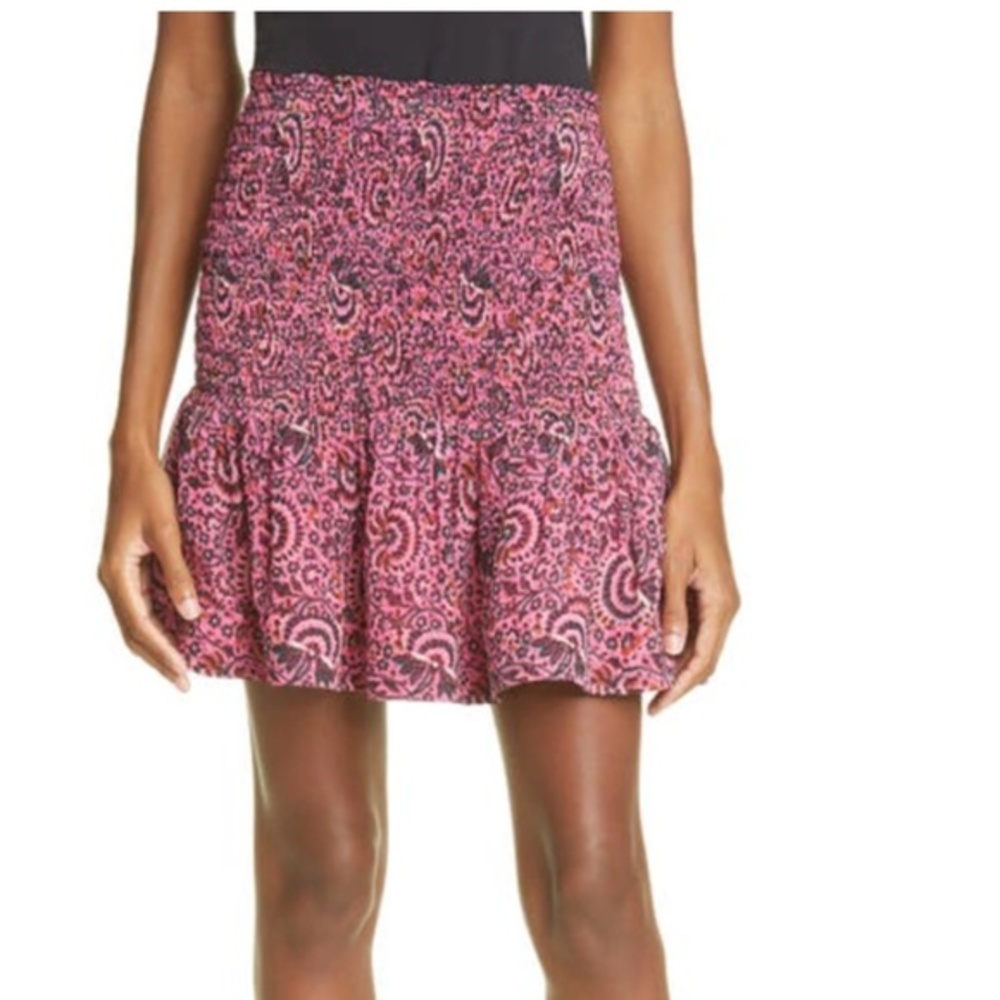 NWT A.L.C. Kade Floral Smocked Mini Skirt In Pink Multi